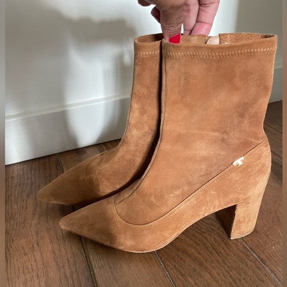 Tory Burch Penelope Size 7 Brown Stretch Suede Ankle Boot Bootie NEW - Picture 2 of 14